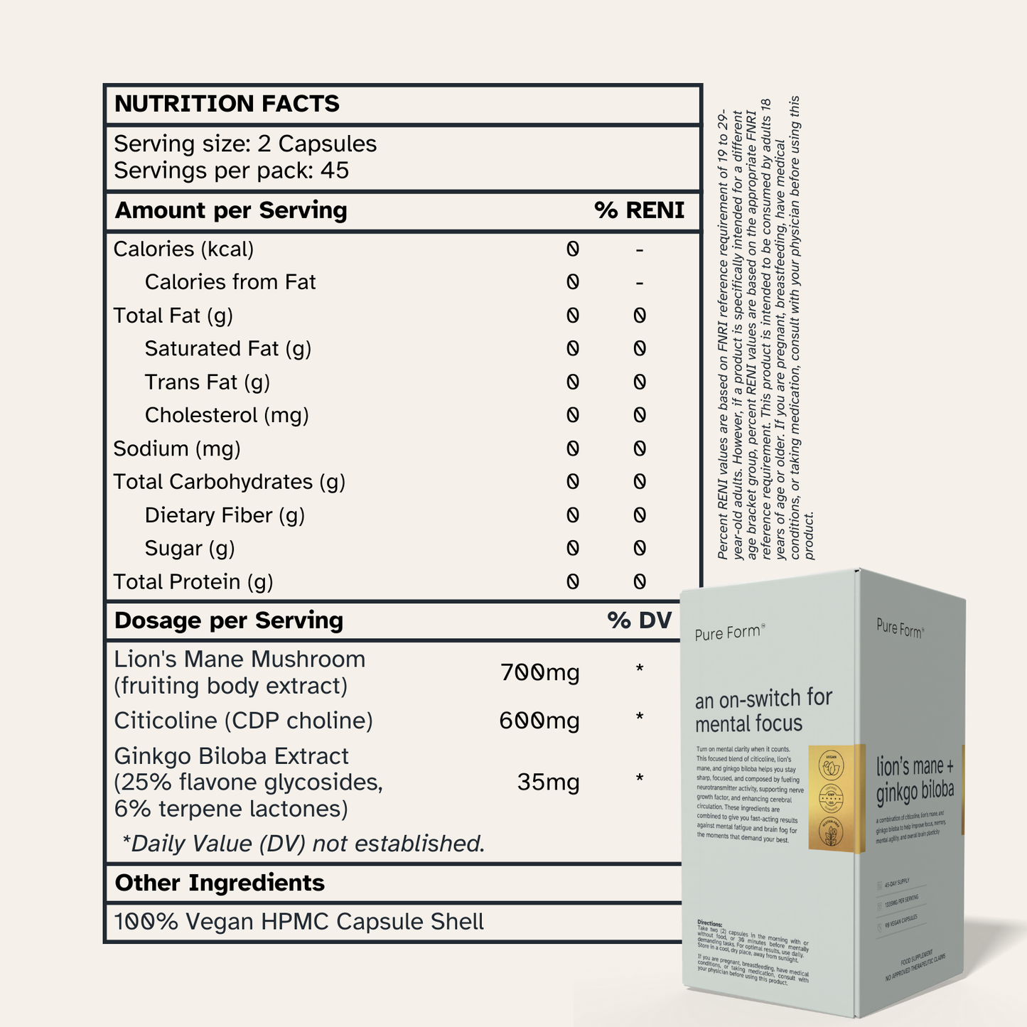 Lion's Mane + Ginkgo Biloba