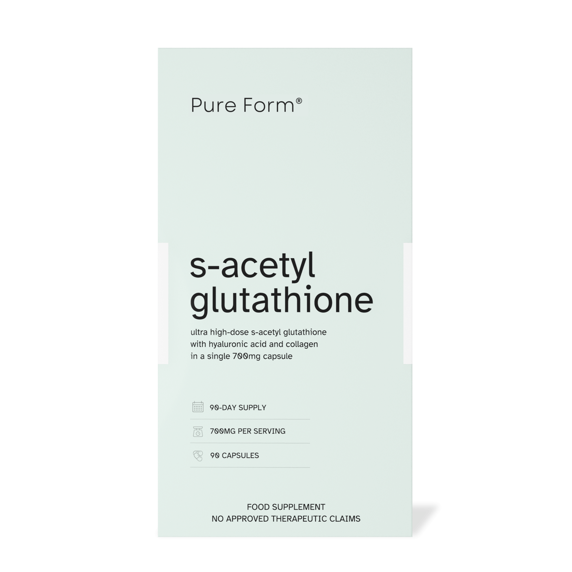 Pure Form S-Acetyl Glutathione | 90-Day Supply | 90 Capsules | 700mg Pure Form S-Acetyl Glutathione | 90-Day Supply | 90 Capsules | 700mg