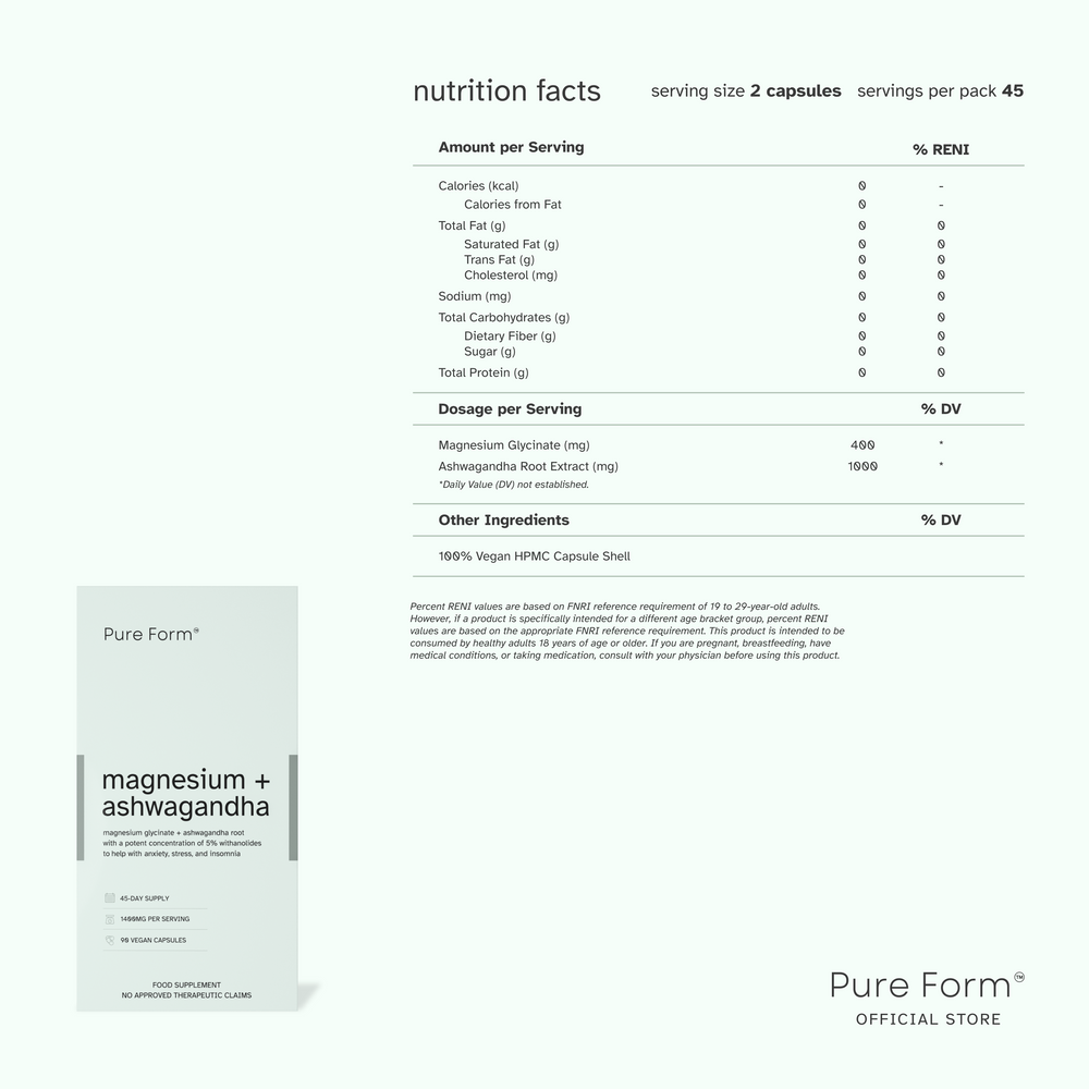 Pure Form Melatonin + Magnesium+Ashwagandha | Sleep Reset Bundle Savers