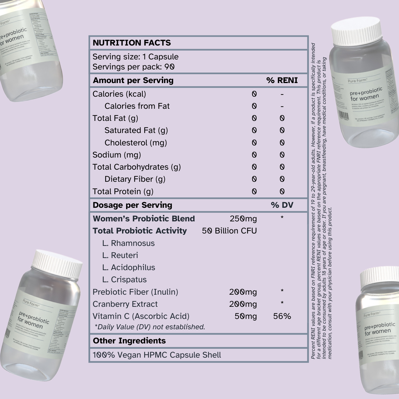Pure Form Pre+Probiotic for Women | 50B CFU Lactobacilli Strains