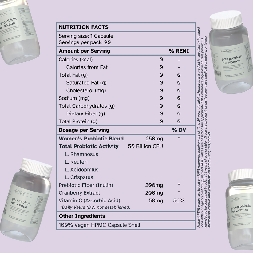 Pure Form Plus Pure Form Pre+Probiotic for Women | 50B CFU Lactobacilli Strains