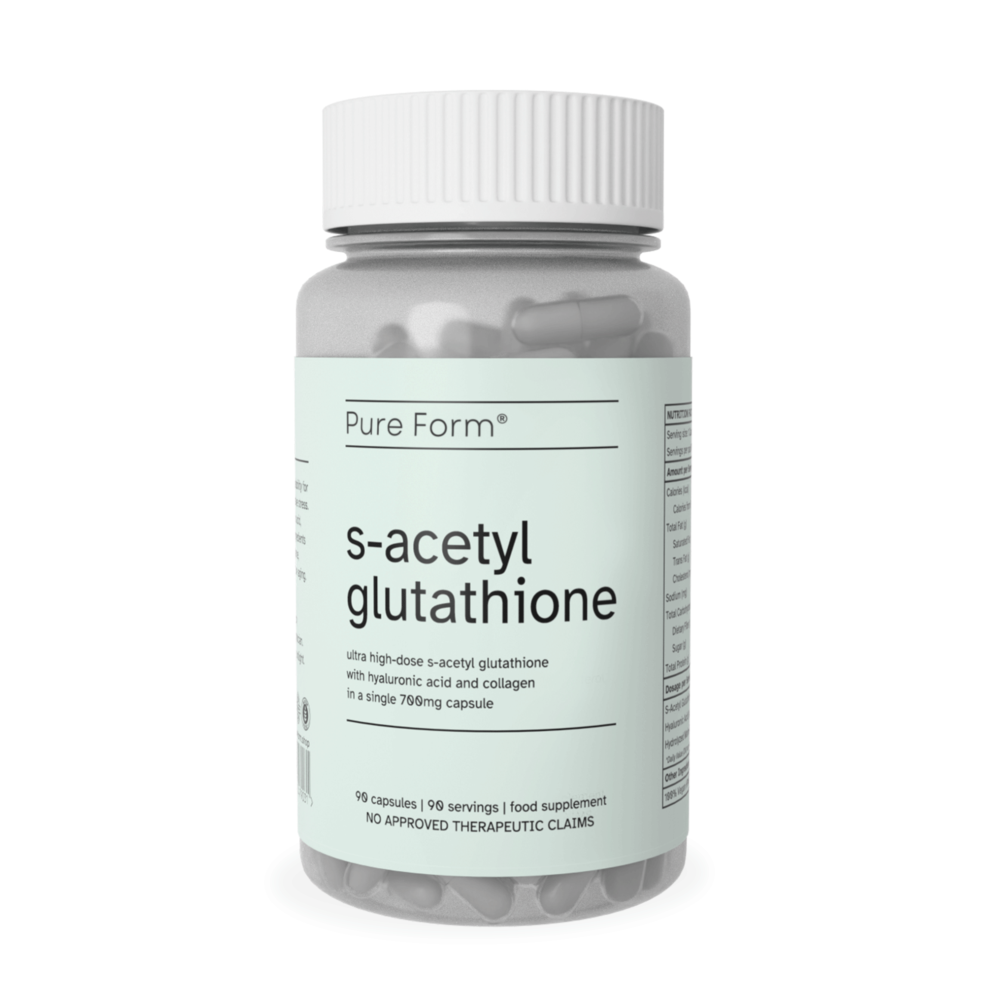 Pure Form S-Acetyl Glutathione | 90-Day Supply | 90 Capsules | 700mg Pure Form S-Acetyl Glutathione | 90-Day Supply | 90 Capsules | 700mg