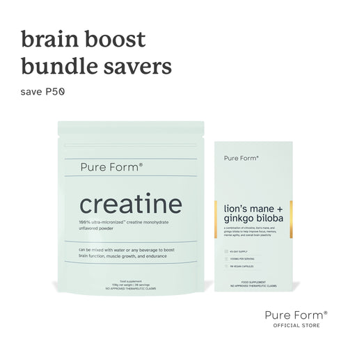 Pure Form® Creatine + Lion's Mane + Ginkgo Biloba | Brain Boost Bundle Savers