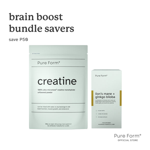 Pure Form® Creatine + Lion's Mane + Ginkgo Biloba | Brain Boost Bundle Savers