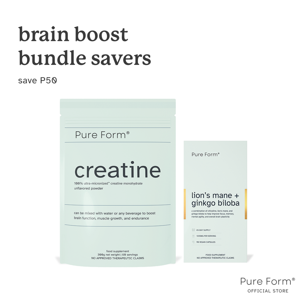 Pure Form® Creatine + Lion's Mane+Ginkgo Biloba | Brain Boost Bundle Savers