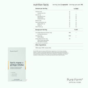 Pure Form® Creatine + Lion's Mane + Ginkgo Biloba | Brain Boost Bundle Savers