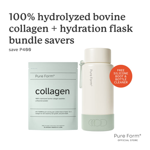Pure Form® 100% Hydrolyzed Bovine Collagen + Hydration Flask Bundle Savers