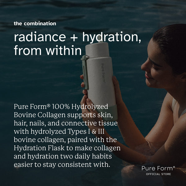 Pure Form® 100% Hydrolyzed Bovine Collagen + Hydration Flask Bundle Savers
