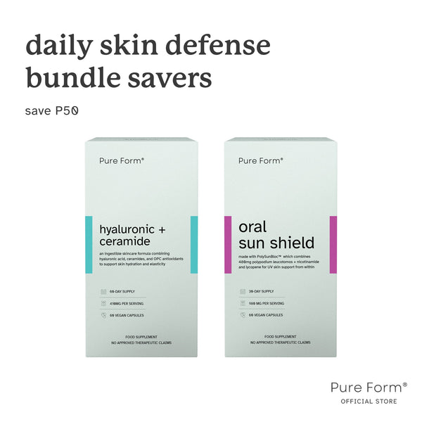 Pure Form® Hyaluronic + Ceramide + Oral Sun Shield | Hydrate & Defend Bundle Savers