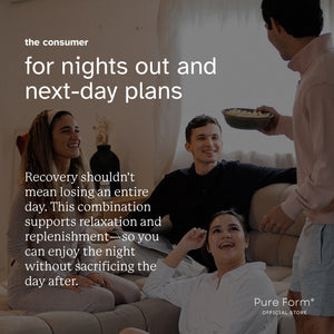 Pure Form® Hangover Recovery Complex + Magnesium + Ashwagandha Reset & Recover Bundle Savers | Post-Drinking Recovery Support | Anti-Hangover