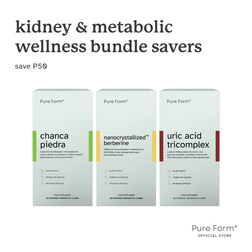 Pure Form® Chanca Piedra + Nanocrystallized Berberine + Uric Acid Tricomplex | Kidney & Metabolic Wellness Bundle Savers
