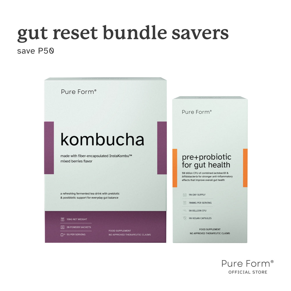 Pure Form® Kombucha + Pre+Probiotic for Gut Gut Reset Bundle Savers |  Daily Gut Balance | Digestive Wellness