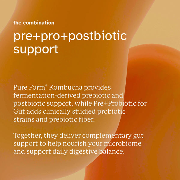 Pure Form® Kombucha + Pre+Probiotic for Gut Gut Reset Bundle Savers |  Daily Gut Balance | Digestive Wellness