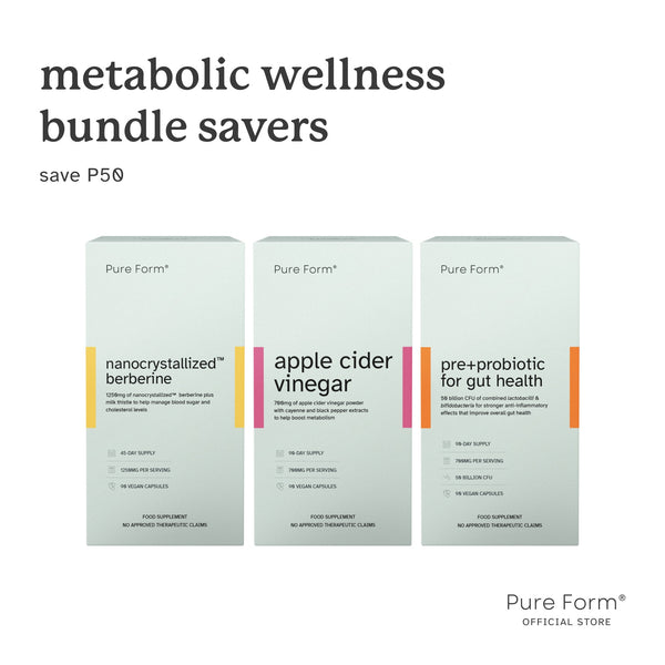 Pure Form® Berberine + Apple Cider Vinegar + Pre+Probiotic for Gut Health | Metabolic Wellness Bundle Savers