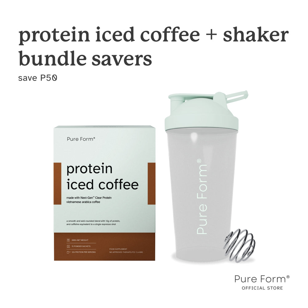 Pure Form® Protein Iced Coffee + Shaker Bottle Bundle Savers | High-Protein Coffee