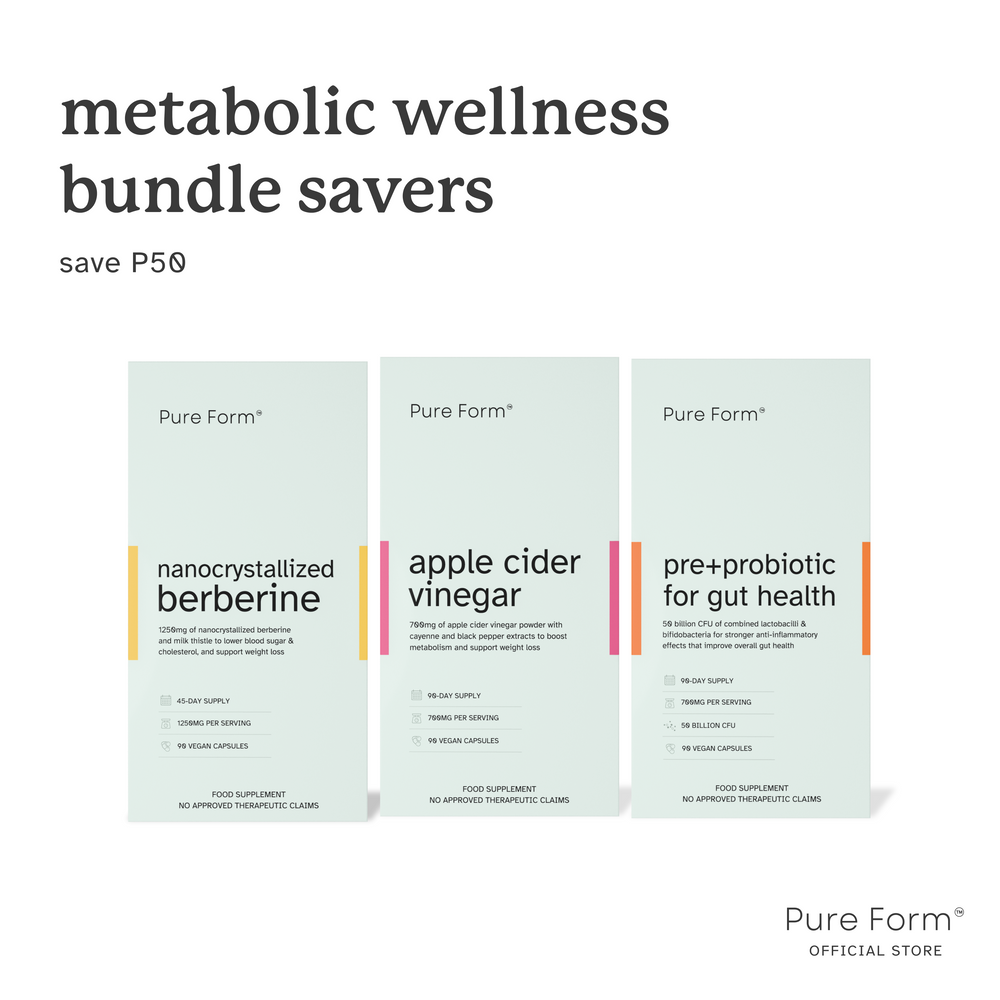 Pure Form Berberine + Apple Cider Vinegar + Pre+Probiotic for Gut Health | Metabolic Wellness Bundle Savers