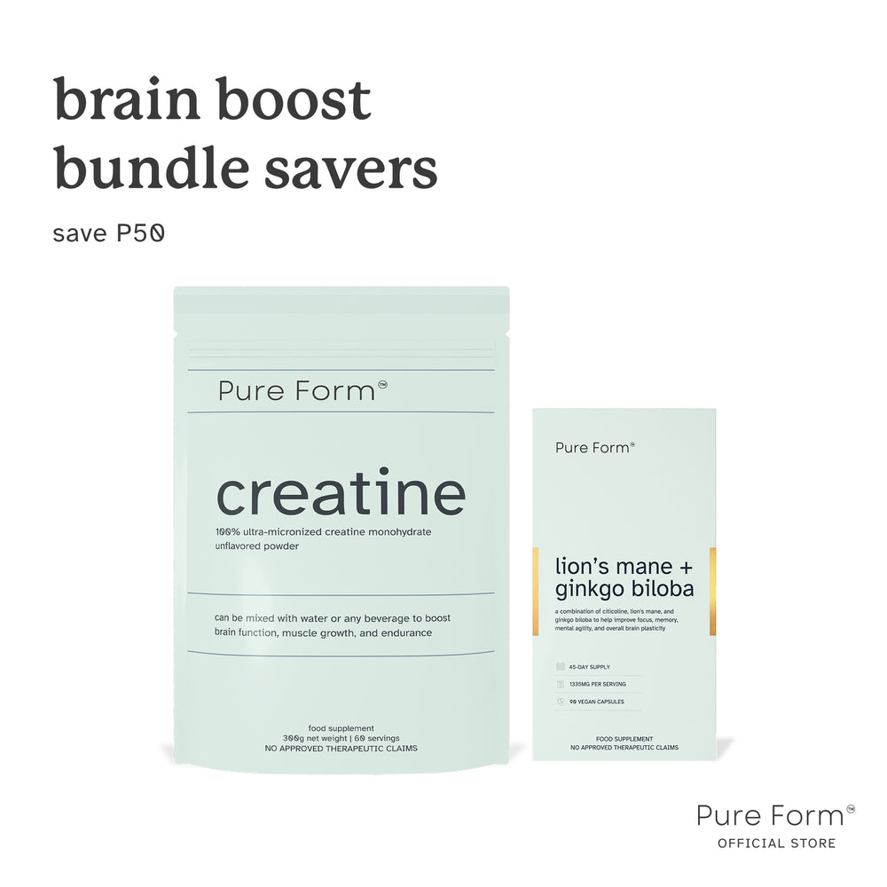 Pure Form Creatine + Lion's Mane+Ginkgo Biloba | Brain Boost Bundle Savers