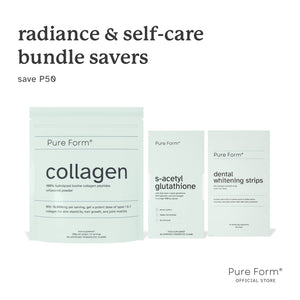 Pure Form® Collagen + S-Acetyl Glutathione + Dental Whitening Strips |  Radiance & Self-Care Bundle Savers